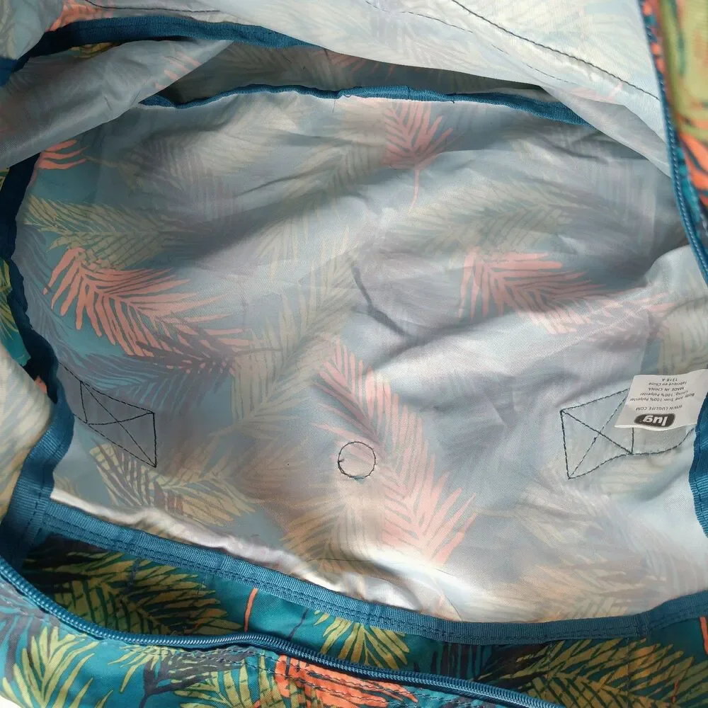 Lug Packable Puddle Jumper Tote Tropical Ocean Print Lightweight Travel Bag